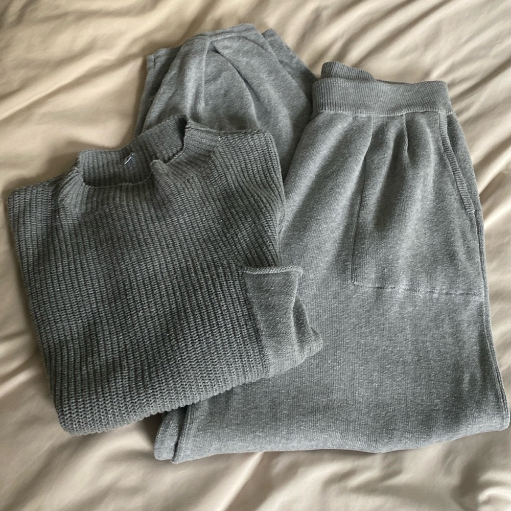 Two piece Matching sweater Set in grey
